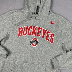 Nike Ohio State Buckeyes Club Fleece Hoodie Gray Mens Small M31777 OSU Pullover